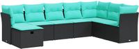 vidaXL 8-delige Loungeset met kussens poly rattan zwart