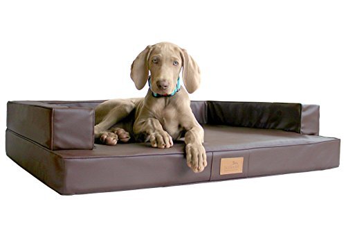 tierlando Orthopedisch design hondensofa Gibson VISCO kunstleer kubische vorm grootte: GI3- M 80cm | kleur: 01 bruin