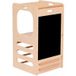 Home Deluxe Nilo Learning Tower - 3-en-1 Bois, Placage Bouleau, Cœur Peuplier, Bois Hêtre (93 x 52 x 50 cm) - Tour d'apprentissage, Toboggan, Tableau noir