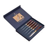 Laguiole Heritage steakmessenset - 6-delige set - steakmessen met fijn Pekka houten heft - roestvrij staal - hoogwaardige messenset in geschenkverpakking