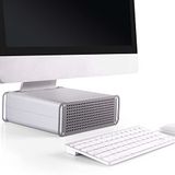 RICOO iMac Stand MTS-03 AiO Opzetverhoging in hoogte verstelbaar 53cm - 27"/69cm houder met opbergruimte kabelmanagement koeling aluminium zilvergrijs