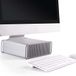 RICOO iMac Stand MTS-03 AiO Opzetverhoging in hoogte verstelbaar 53cm - 27"/69cm houder met opbergruimte kabelmanagement koeling aluminium zilvergrijs