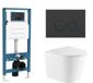 QeramiQ Dely Toiletset - inbouwreservoir Qeramiq Flush - slim zitting - kunststof mat antraciete bedieningsplaat - ronde knoppen - glans wit