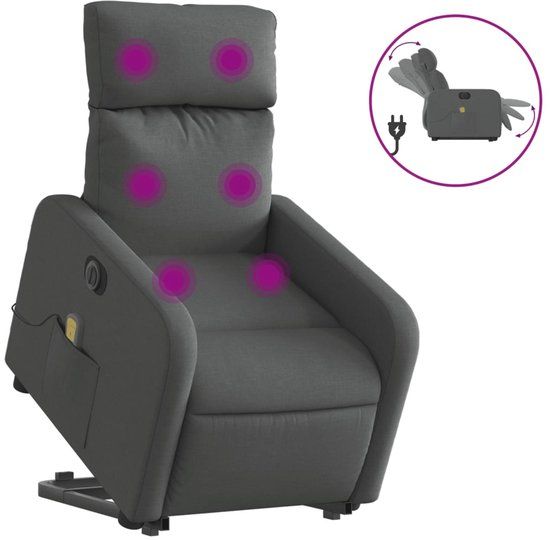 vidaXL Sta-op-massagestoel elektrisch verstelbaar stof donkergrijs