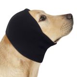 COMFPET Hoodie voor honden en katten, geluids- en gehoorbescherming, rustgevende oorbeschermers, oor- en windbescherming, vermindert angst voor vuurwerk, ideaal voor na een operatie, S (zwart)