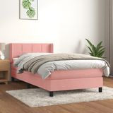 vidaXL Boxspringbed met matras, fluweel, roze, 100x200 cm