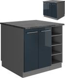 Vicco Fame-Line Keukeneiland – 90 cm zonder werkblad Donkerblauw hoogglans/antraciet