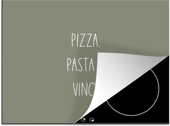 KitchenYeah® Inductie beschermer 70x52 cm - Pizza pasta & vino - Quotes - Inductie kookplaat accessoire