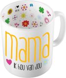 Bellatio Decorations Cadeau koffie/thee mok voor mama - geel - ik hou van jou - 300 ml - Moederdag