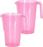 Excellent Houseware Schenkkan/waterkan - 2x - Roze - 1500 ML - Kunststof