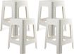 Plasticforte Tabouret d'appoint - Set de 4 - Rotan Line - Blanc - Plastique - 36 x 36 x 45 cm