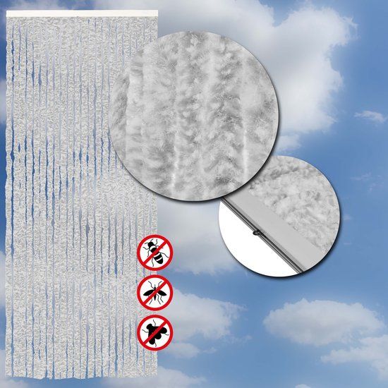 Wicotex Vliegengordijn - Chenille - Kattenstaart - Grijs mix - 100x240cm