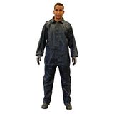 Gahibre Vol waterpak, opvouwbare en lichte regenjas, waterdicht werkpak, waterdichte broek en jas, blauw, maat XL