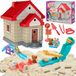 Kit de construction avec sable pour enfants - Jouet de construction avec 750 g de sable, outils de construction, maison et animaux