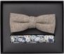Venti Set met vlinderdas en pochet - Beige - Blauw - Wit - Grijs dessin