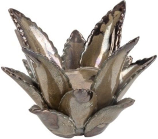 Peri Waxinehouder - Keramiek - Agave - Groen - 12 x 12 x 9 cm
