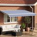 vidaXL Parasol extérieur rétractable électrique, bleu et blanc, 3,5 x 2,5 mètres