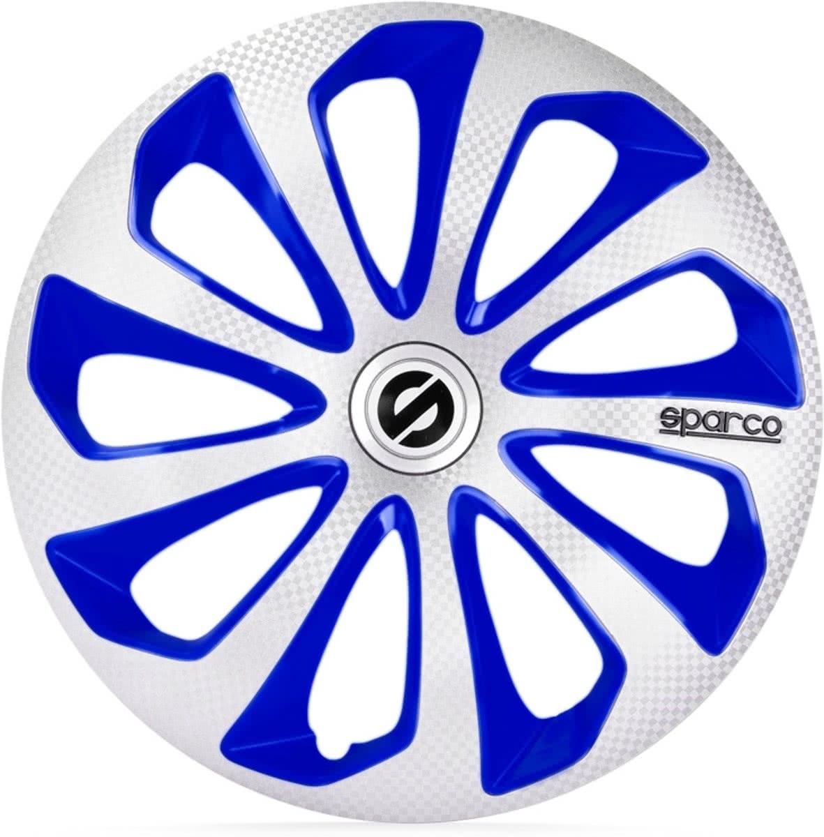 Sparco 4-Delige Wieldoppenset Sicilia 14-inch Zilver/blauw/carbon