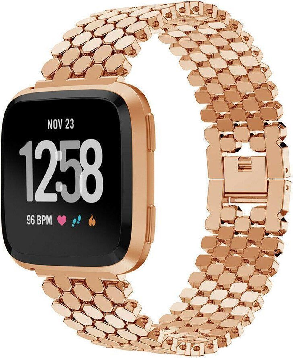 Strap-it Fitbit Versa / Versa 2 stalen vis band - rosé goud