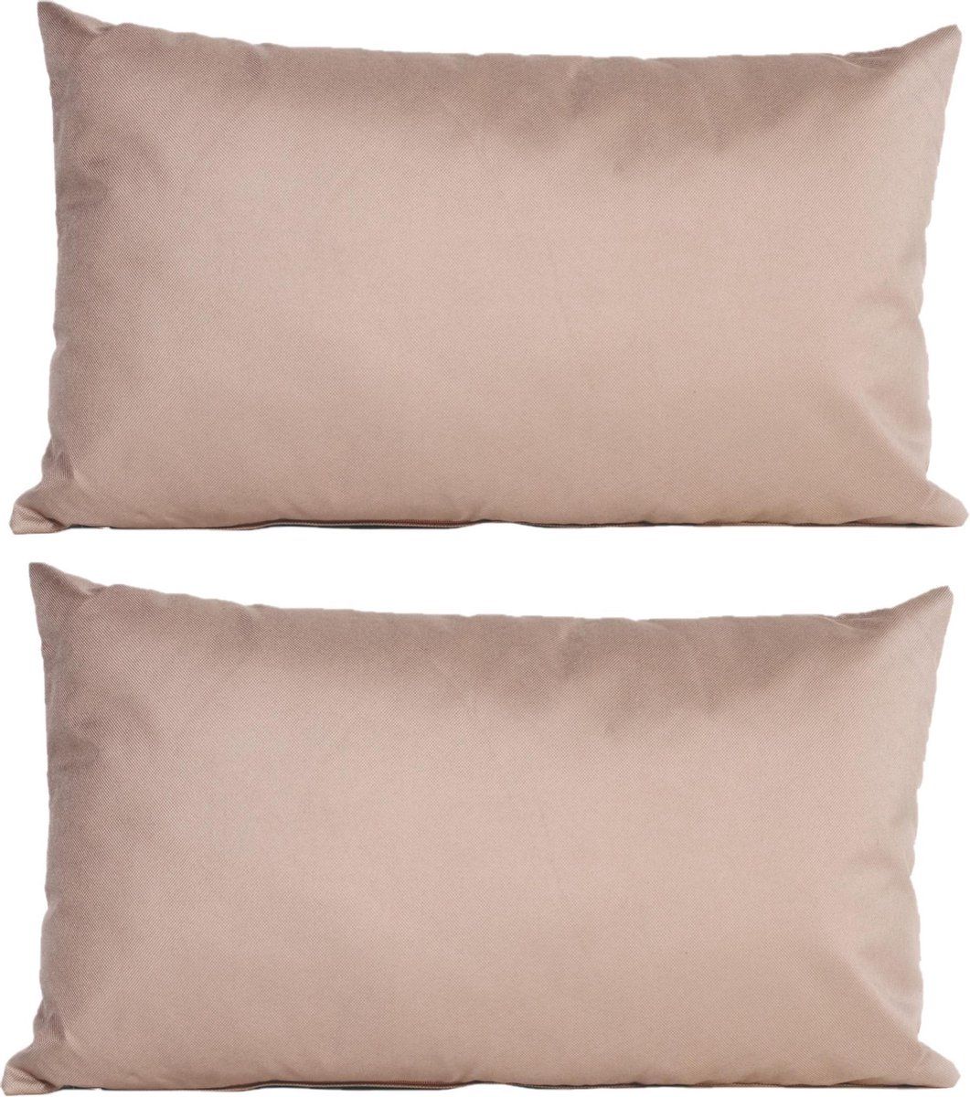 Anna's Collection 2x Taupe Cushions 30x50cm - Indoor & Outdoor