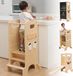 Wan GmbH Leertoren Houten - Kruk Keuken - Kinderen Helpen - 4-in-1 Multifunctioneel - Verstelbaar Platform - Bruin