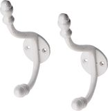 Merkloos Kapstokhaken - 5x - wit - retro - aluminium - 15 x 3,5 cm - jashaken - kapstokhaakjes