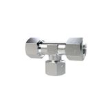 Riegler ETVM3020SST Instelbare T-schroefverbinding, afdichtkegel, 360 graden draaibaar, moer M30 x 2,0 i., buitendiameter buis 20 mm, PN max. 400 bar, verzinkt staal.