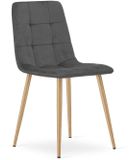 Oskar Eetkamerstoel KARA - Donkergrijs fluweel - Houtlook metalen poten - Modern design