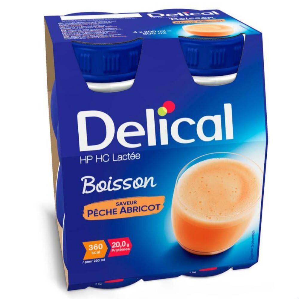 BS Nutrition Delical Melkdrank Hp-Hc Perzik - Abrikoos 360kcal 4x200 ml