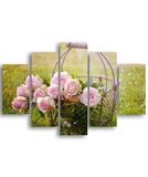 Homemania Wandafbeelding, bloemenmotief, 5 stuks, natuur, voor woonkamer, meerkleurig, 95 x 0,3 x 60 cm, HM205MDF012, MDF