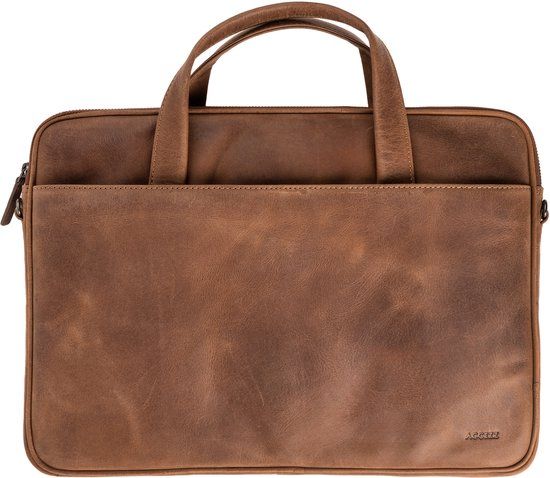 Accezz Leren Laptoptas tot 16 inch - Cognac