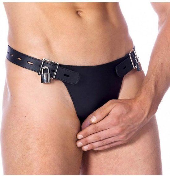 Rimba Leren Kuisheidsgordel Kuisheidsslip Chastity Met Twee Hangsloten