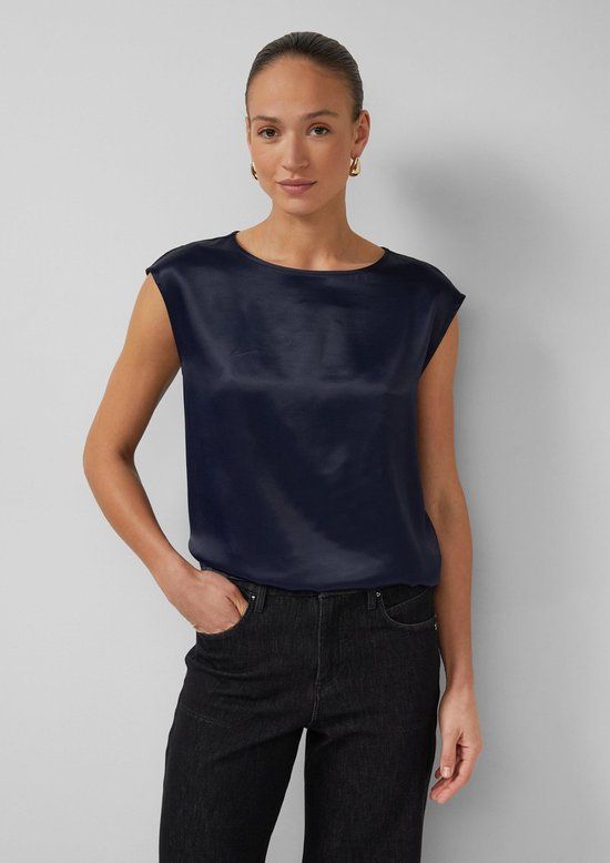 s.Oliver BLACK LABEL Dames T-shirt Marineblauw Maat L