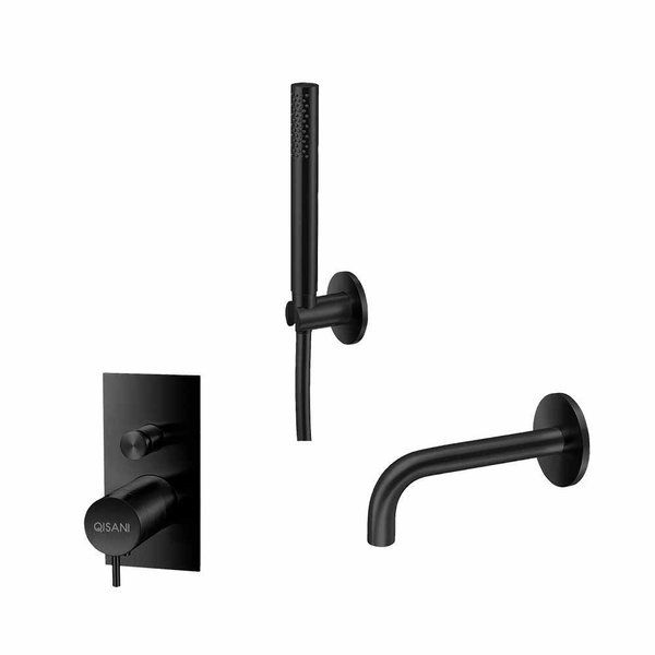 Qisani Flow inbouw badkraanset mat Zwart 25640.03