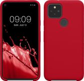 kwmobile telefoonhoesje geschikt voor Google Pixel 5 - Hoesje met siliconen coating - Smartphone case in kersrood