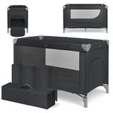 KikkaBoo Paraplubed voor baby's, opvouwbaar, compact, reisbed, licht, 120 x 60 cm, tot 15 kg, zonder matras, draagtas inbegrepen, zwart