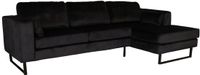 Lizzely Garden & Living Hoekbank Tavero zwart velvet bank 280cm rechts loungebank hoeksalon