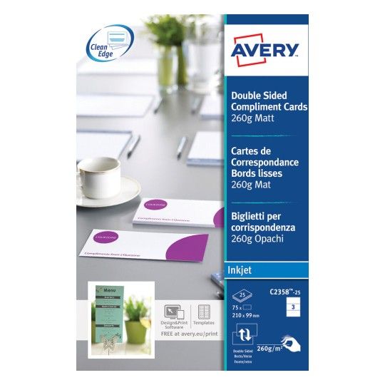 Avery C2358-25I - Printerpapier - wit