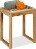 Relaxdays Houten Krukje - 46 cm Hoog - Max. 80 kg - Zitkruk - Bijzettafel - Hout - Lichtbruin