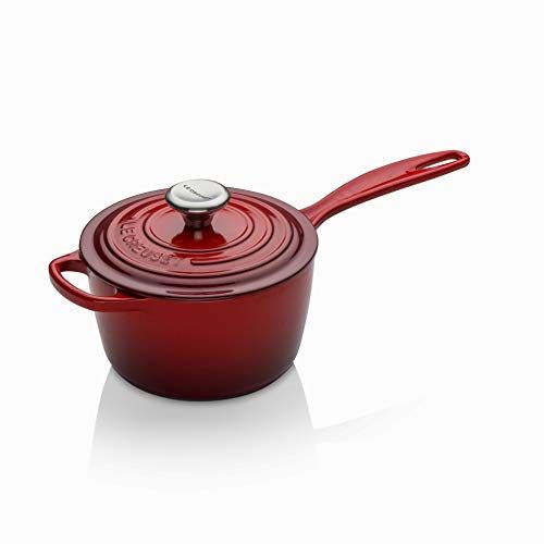 Le Creuset Signature Gietijzeren Steelpan met Hittebestendige Handgreep, Rond, Ø 16 Cm, 1,2 L, Kersenrood
