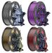 4 bobines de filament PLA Silk de 250g, diamètre 1,75 mm, couleurs duales : noir et or / rouge / violet / blanc