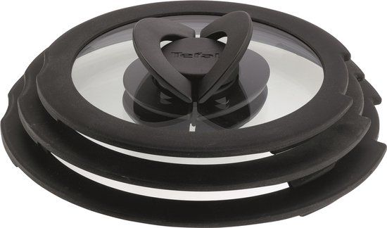 Tefal Ingenio Glazen Deksel Set - 3-delig (16/18/20 cm) - Zwart - Vaatwasserbestendig