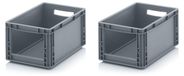 Merkloos Euro Opbergdozen Set van 2 - 40 x 30 x 22 cm - Grijs