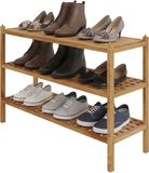 Merkloos Relaxdays Schoenrek van walnoothout, 9 paar, stapelbaar, 46 x 69 x 26 cm, naturel