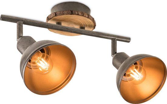Besselink licht Home Sweet Home Rusty Plafondspots - Grijs - Metaal - 2x E14 LED - 33cm
