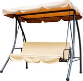 Merkloos Schommelbank 3-persoons met dak en kussens, Antraciet/Beige