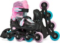 RAVEN Loret Glitter 3-in-1 Verstelbare Skeelers Lichtgevende Wielen LED 34-37 Zwart/Mintgroen/Roze