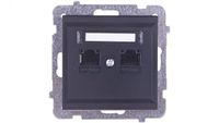 Ospel GPK-2R/K/m/33 geaard stopcontact, zwart, IP20, 71 mm, 66 g
