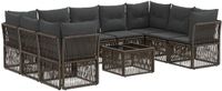 vidaXL - Tuinbank - Set - 9 zitplekken - Grijs - Polyrattan