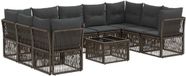 vidaXL - Banc de jardin - Ensemble - 9 places assises - Gris - Polyrattan